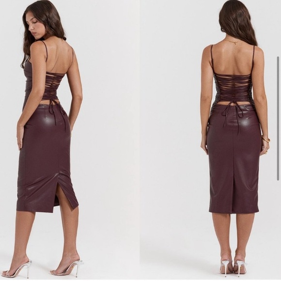 House of CB Jalena Dress Merlot Purple Faux Leather Max XL - Picture 4 of 13